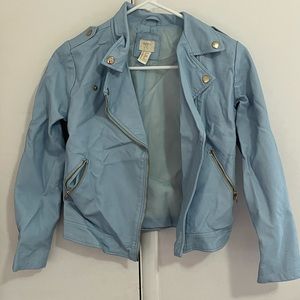 Forever 21 Girls Light Blue Leather Jacket Size 13/14
